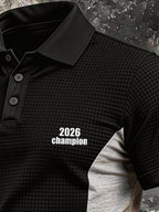 Men's Retro Color-Block Polo Shirt — German World Cup Fan Edition — Waffle-Knit Fabric, Short Sleeve, Polo Collar