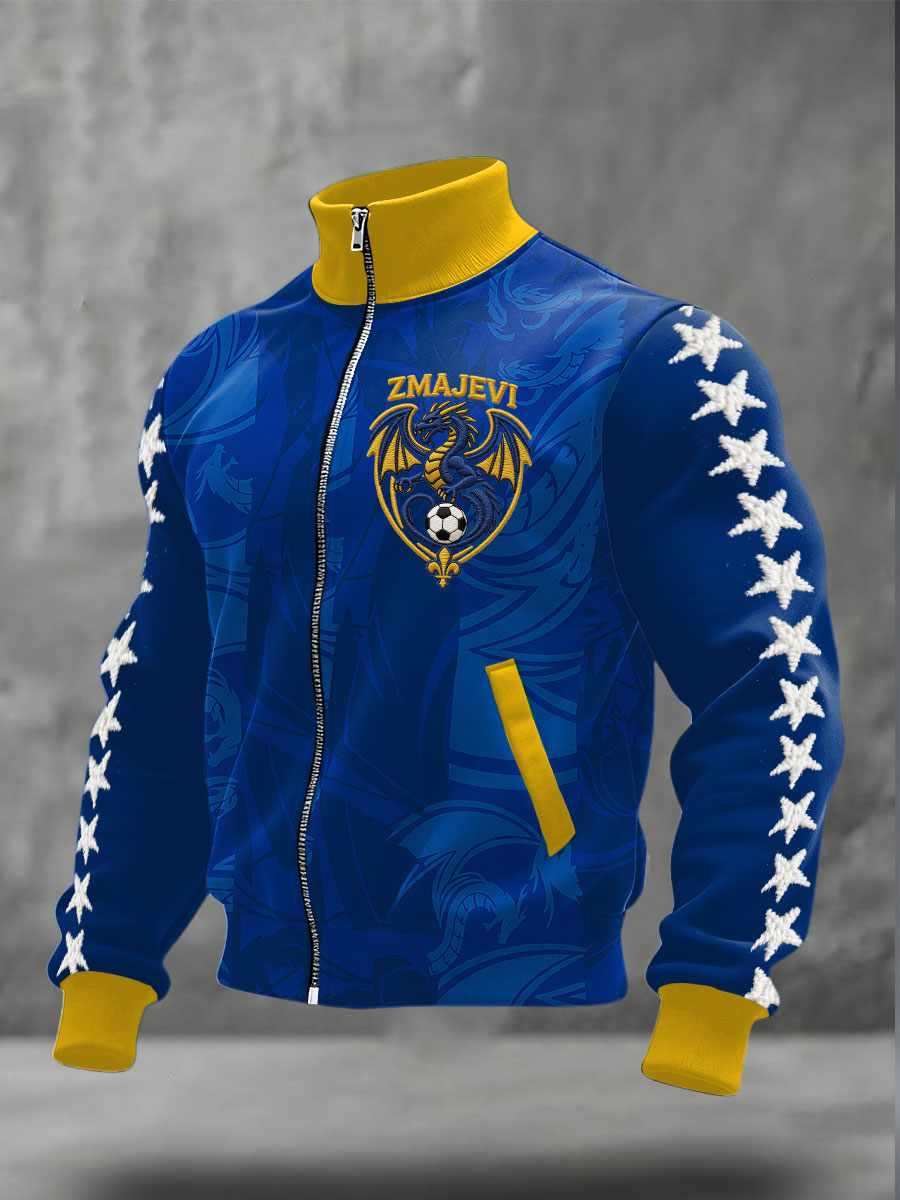 Men's Bosnia ZMAJEVI Football Lover Printed Coat
