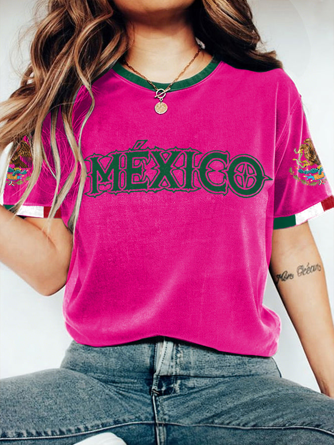 Women's Mexico Football Lover Printed T-shirt