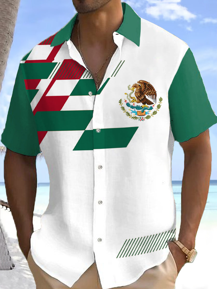 Men's Mexico Flag Print Casual Shirt