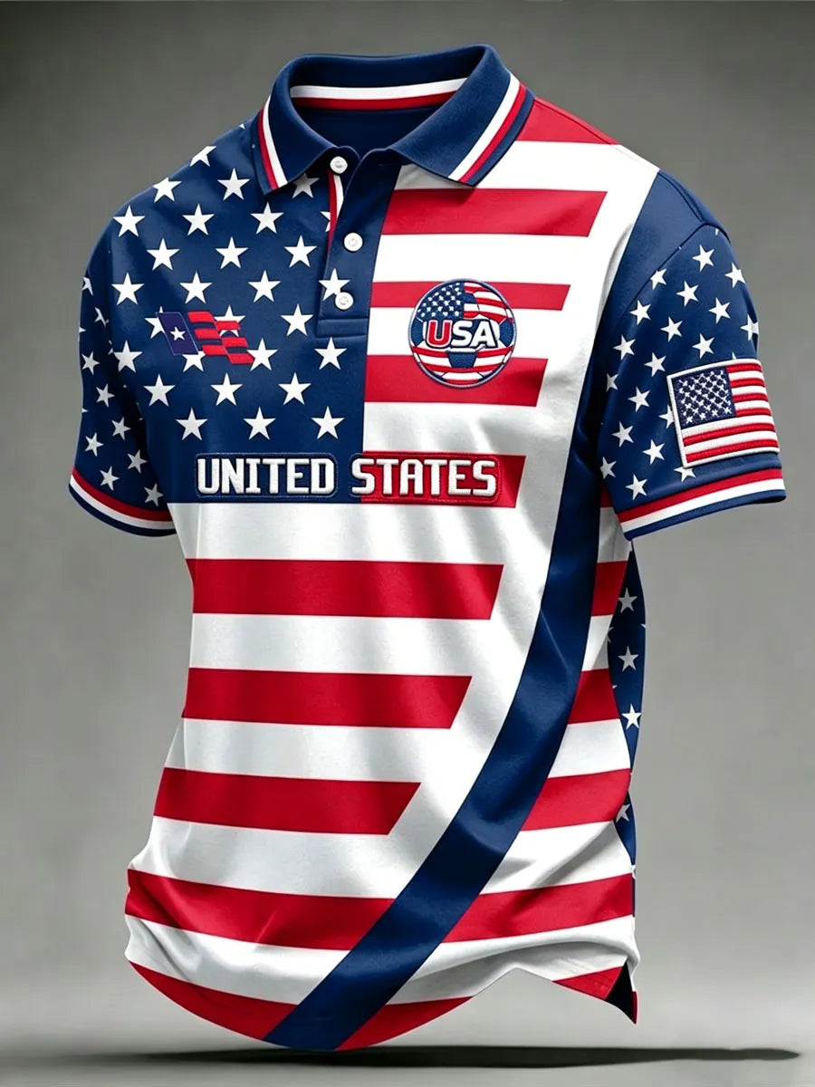 Men'S USA Football Lover Art Printed Polo Shirt