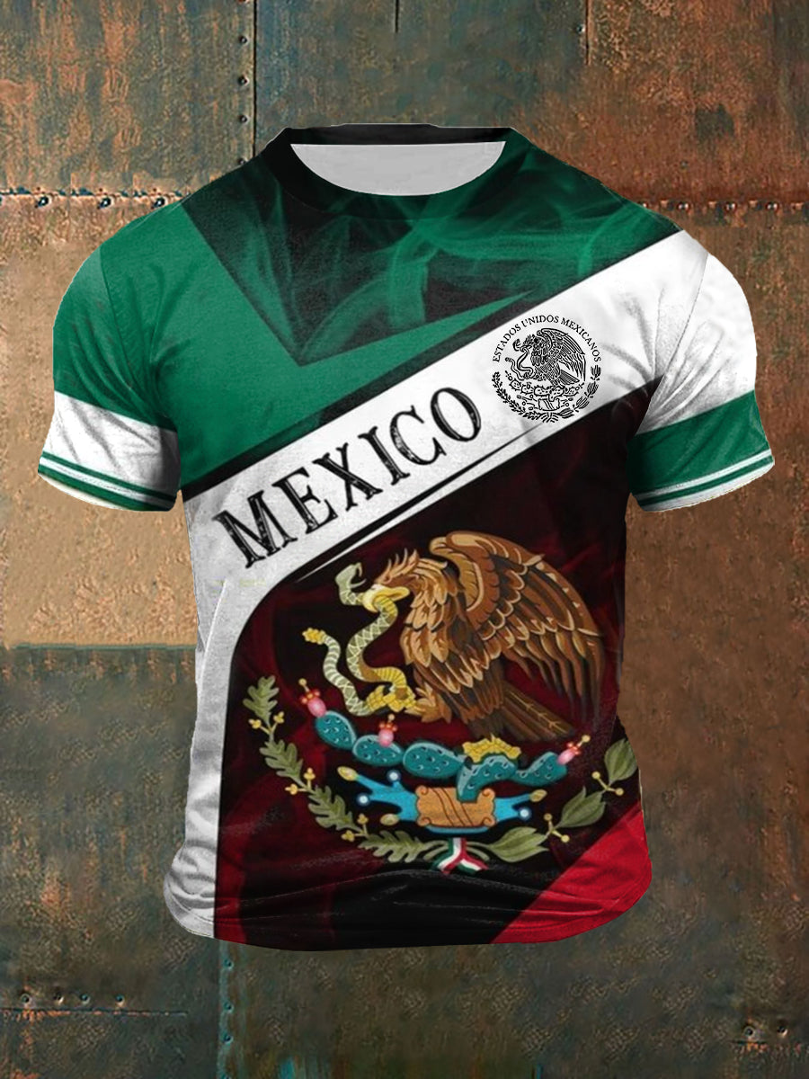 Men's Mexico Flag  Print Casual T-Shirt