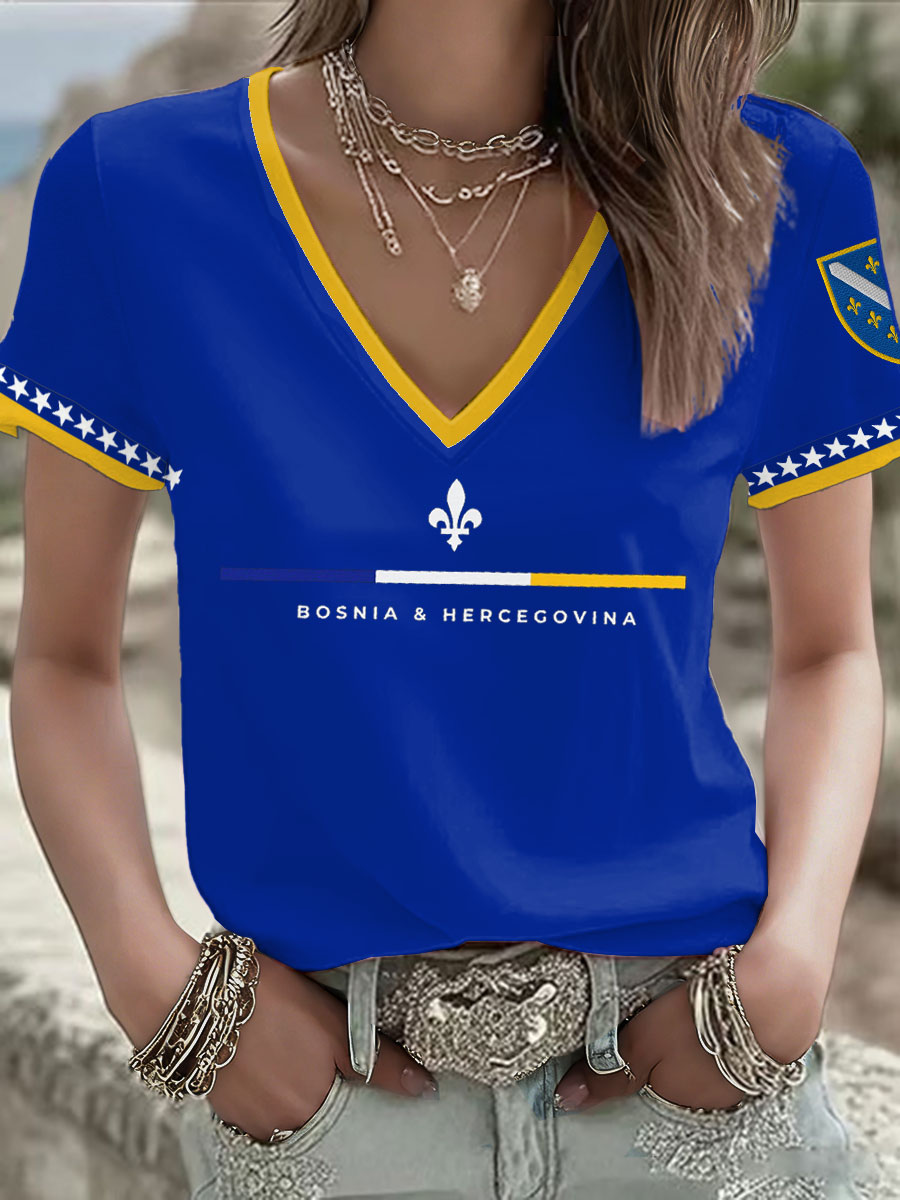 Women's Bosnia Football Lover ZMAJEVI Printed T-shirt