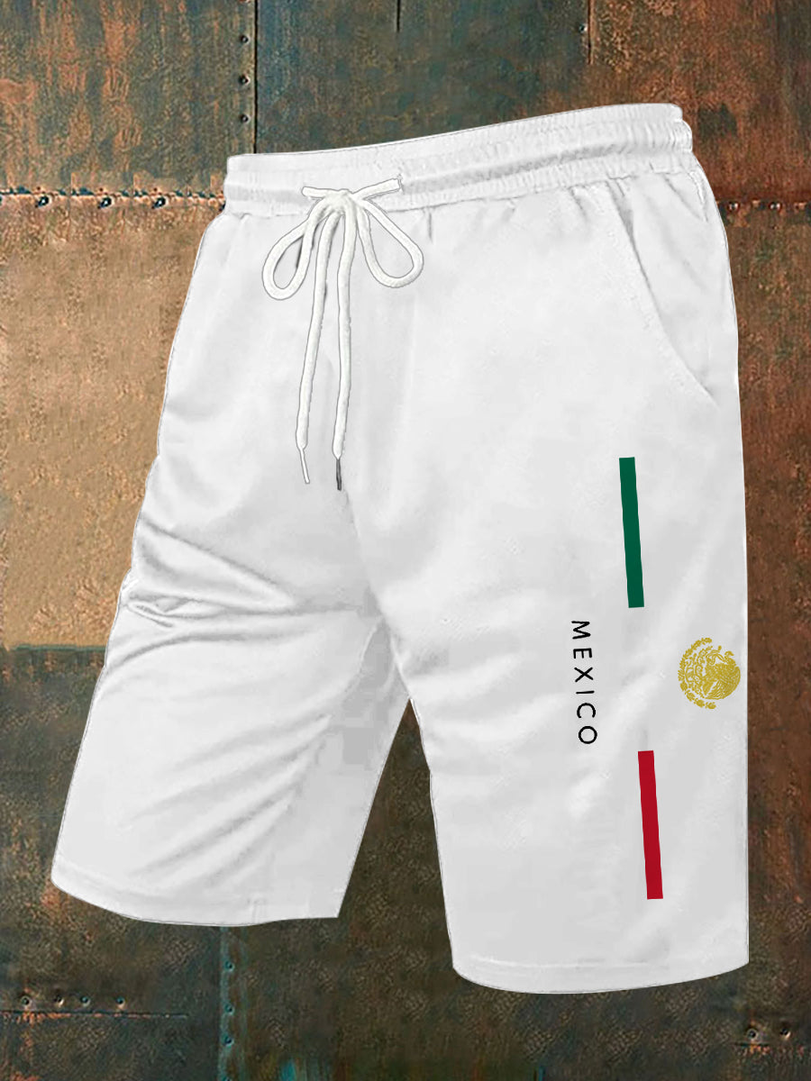 Men's Mexico Flag Print Casual Shorts