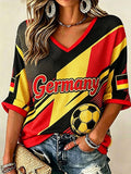 Lässiges Damen-T-Shirt mit deutschem Fußball-Print