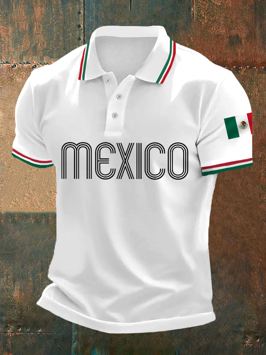 Men's Mexico Flag Print Casual Top