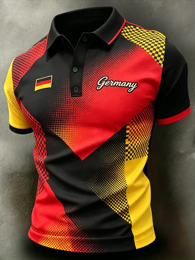 Lässiges Herren-Poloshirt mit deutschem Fußball-Print