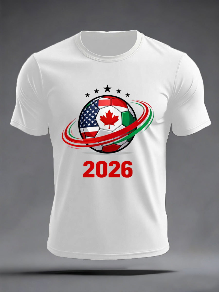Men's   2026 Soccer Print Gift For Soccer Fans Casual Tee
