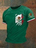Men's Mexican Flag Print Casual Tee