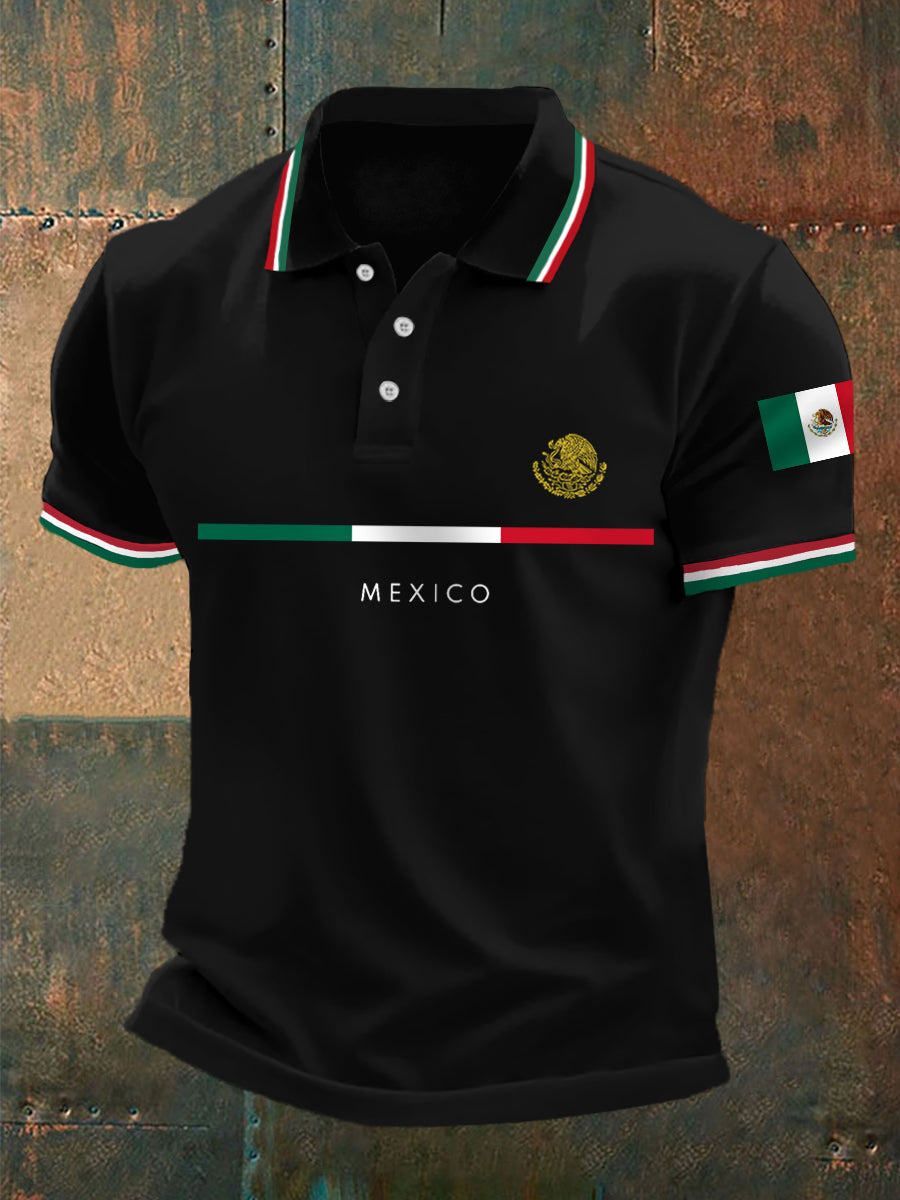 Men's Mexico Flag Print Casual Top