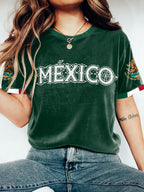 Women's Mexico Football Style Printed T-shirt