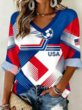 Women'S USA Football Printed Casual  T-Shirt