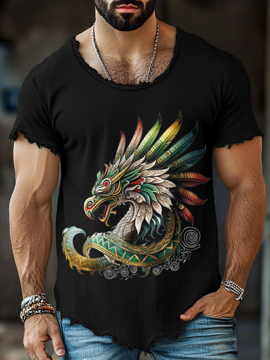 Men's Aztec god Quetzalcoatl tassel t-shirts