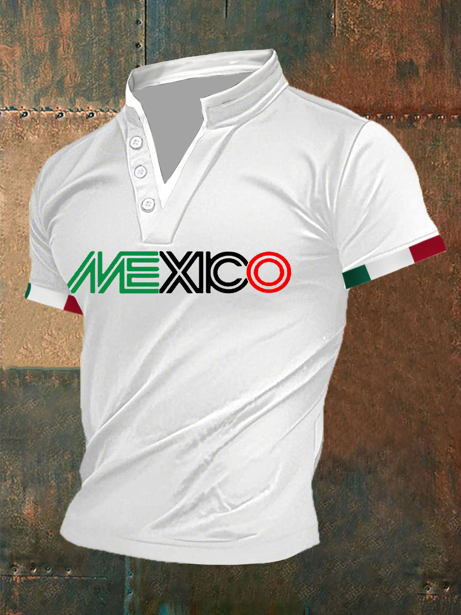 Men's Mexico Casual V-Neck Top
