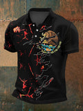 Men's Mexico Flag Lava Print Casual Polo