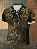 Men's Mexican Culture Aztec Design Short Sleeve POLO Sports Casual Shirt