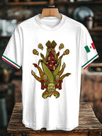 Unisex  Mexican Aztec Flag Printed Short Sleeved T-shirt