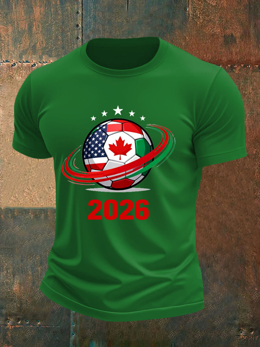 Men's   2026 Soccer Print Gift For Soccer Fans Casual Tee
