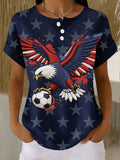 Women's USA Football Lover Printed Waffle Tops