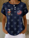 Women's USA Football Lover Printed Waffle Tops