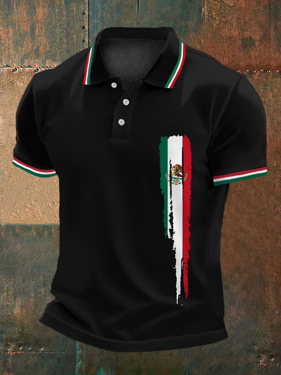 Men's Mexican Flag Print Casual Top