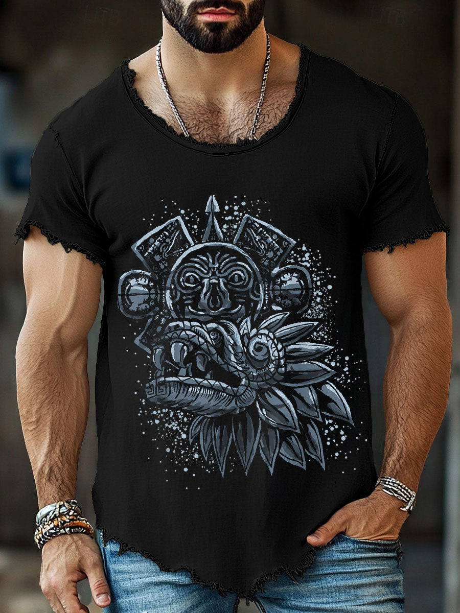 Men's Aztec Quetzalcoatl Fringed T-shirts