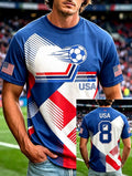Men's Fashion US National Soccer Team Fan Crew Neck Short-Sleeve T-Shirt