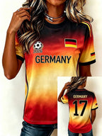 Women's Stylish Germany National Football Team Fan T-Shirt – Crew Neck, Short Sleeve