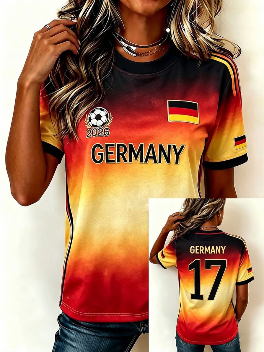 Women's Stylish Germany National Football Team Fan T-Shirt – Crew Neck, Short Sleeve