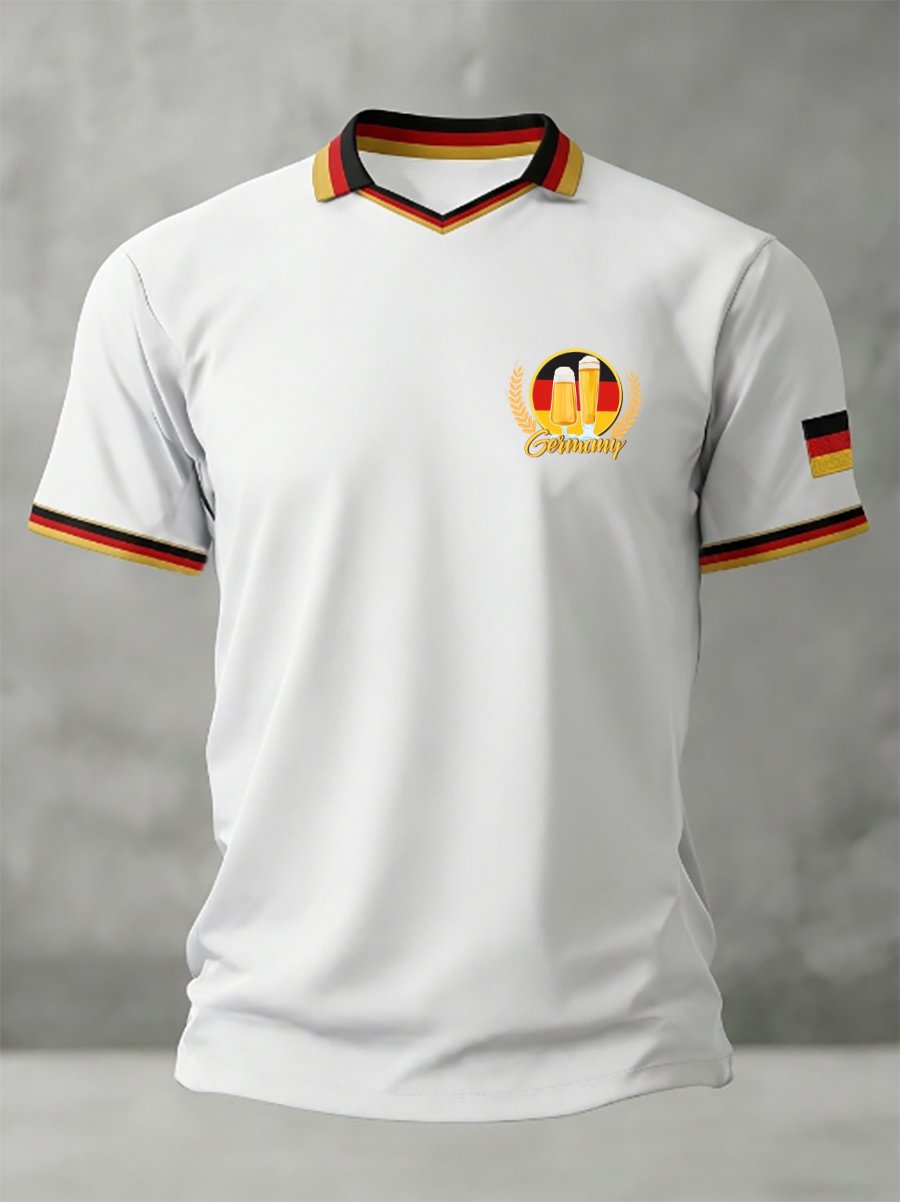 Men's German Football Team Fan Print Short-Sleeve Sports T-Shirt