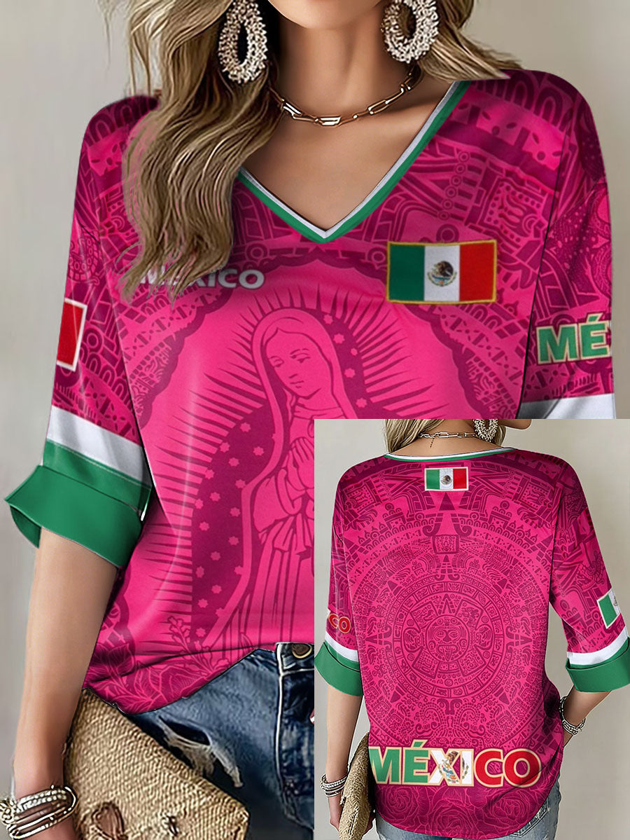 Women's Mexico Football Lover Printed Tops
