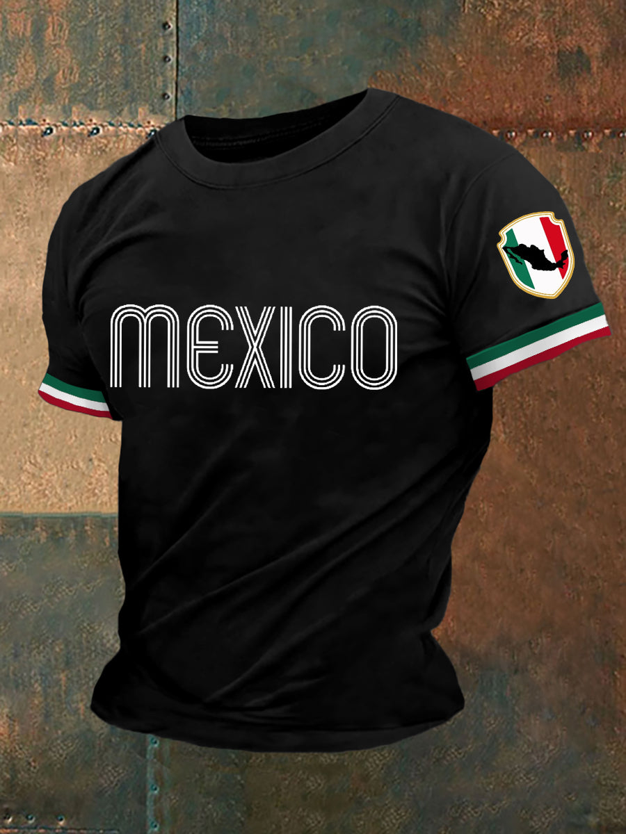 Men's Mexico Flag Print Casual Tee