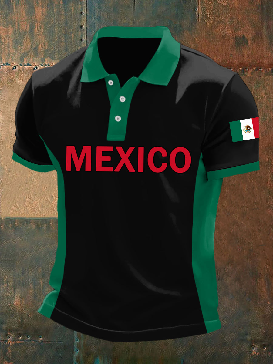 Men's Mexico Flag Print Casual Top