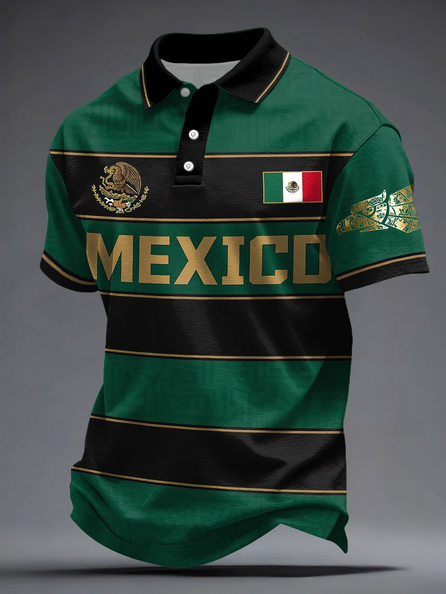 Men's Mexico Football Lover Printed Casual Tops