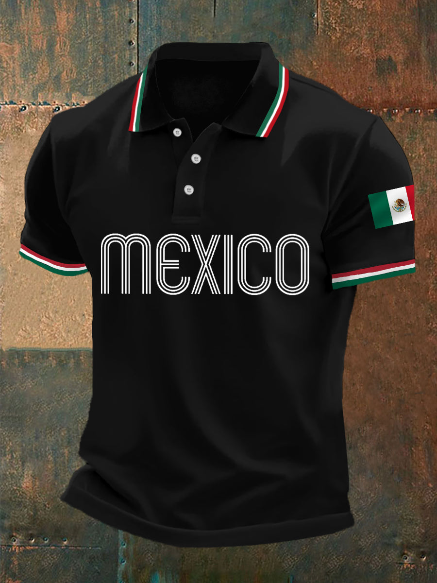 Men's Mexico Flag Print Casual Top
