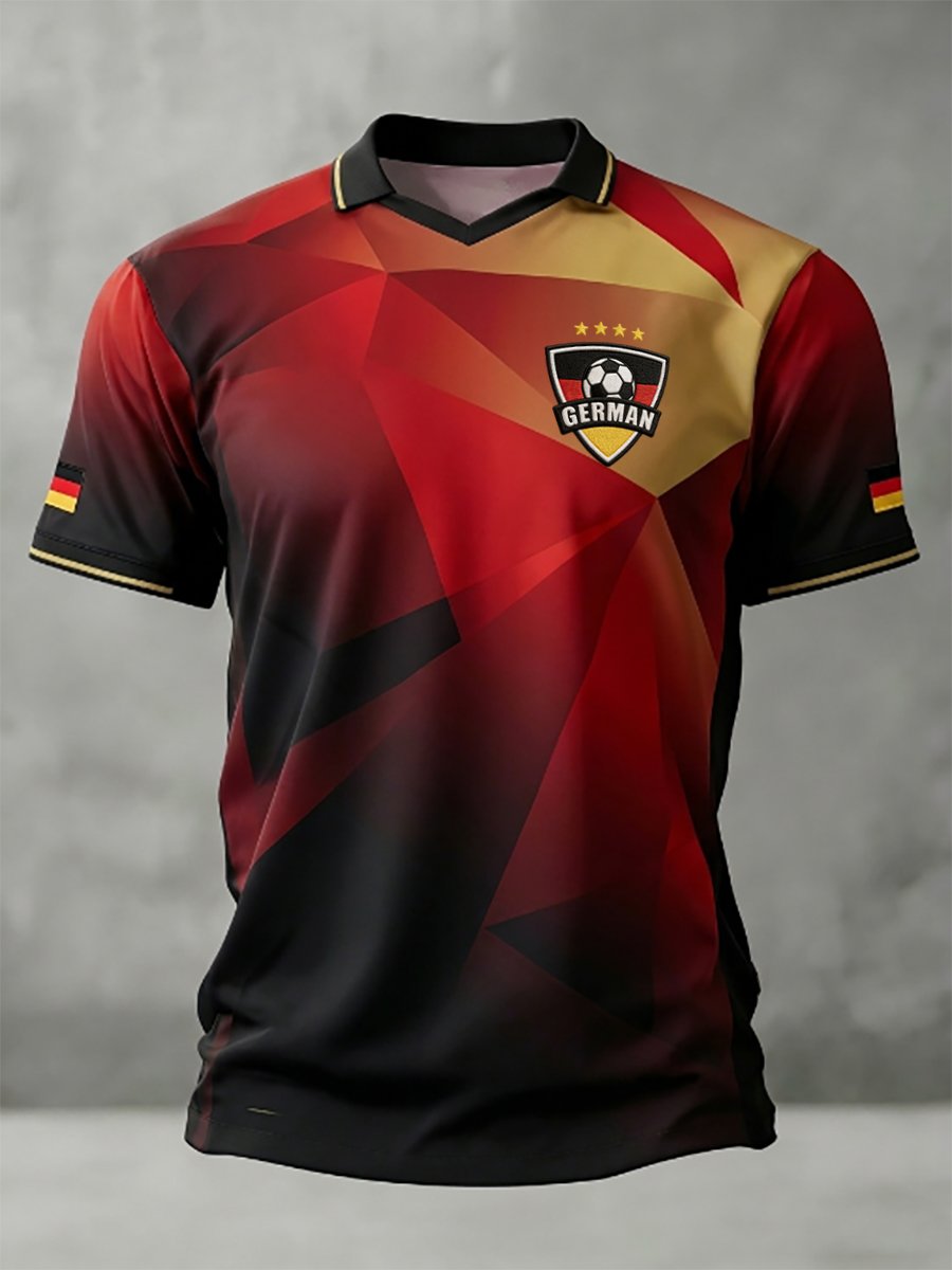 Men's German Football Team Fan Print Short-Sleeve Sports T-Shirt