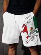 Men's Mexican Flag Print Casual Shorts