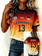 Women's Stylish Germany National Football Team Fan T-Shirt – Crew Neck, Short Sleeve