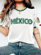 Women's Mexico Football Style Printed T-shirt