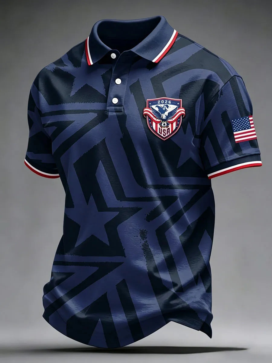 Men'S USA Football Lover Art Printed Polo Shirt