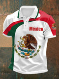 Men's Mexico Flag Print Casual Polo