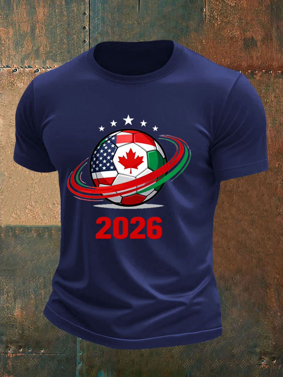 Men's   2026 Soccer Print Gift For Soccer Fans Casual Tee