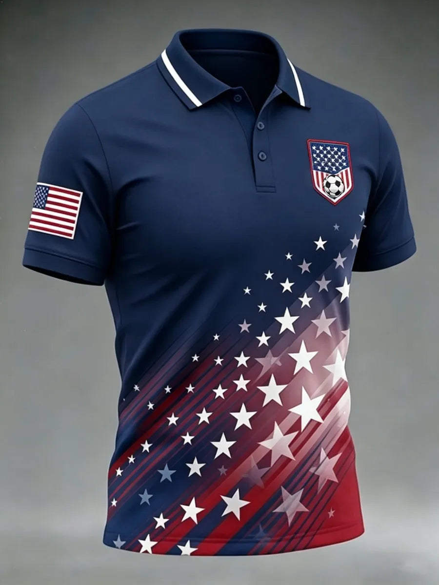 American Football Lover Print Men's Polo Shirt