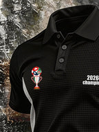Men's Retro Color-Block Polo Shirt — German World Cup Fan Edition — Waffle-Knit Fabric, Short Sleeve, Polo Collar