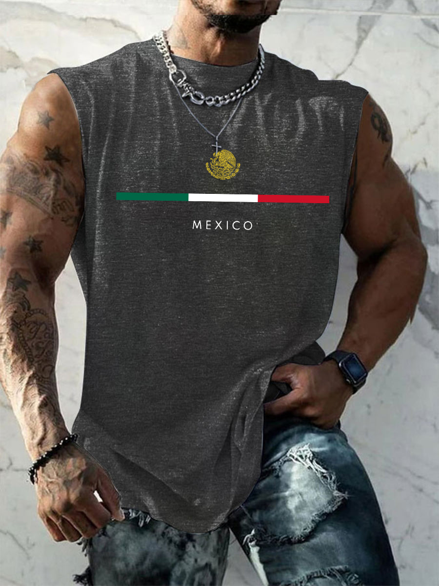 Men's Mexican Flag Print Casual Tank Top