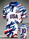 Men'S USA Football Lover Art Printed Polo Shirt