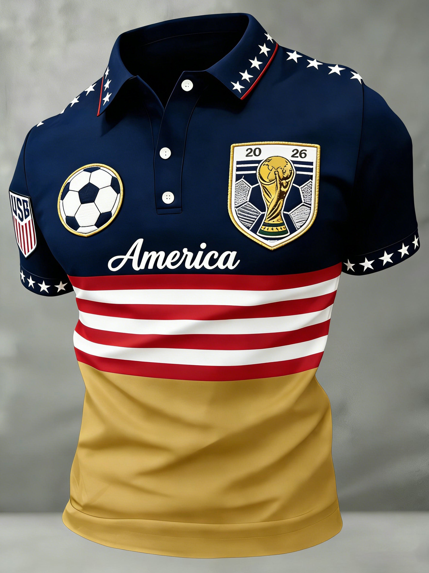 Men's American Football Cheering Print Fan Polo