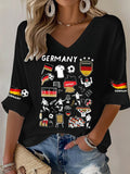 Women's German Football Print Casual T-Shirt