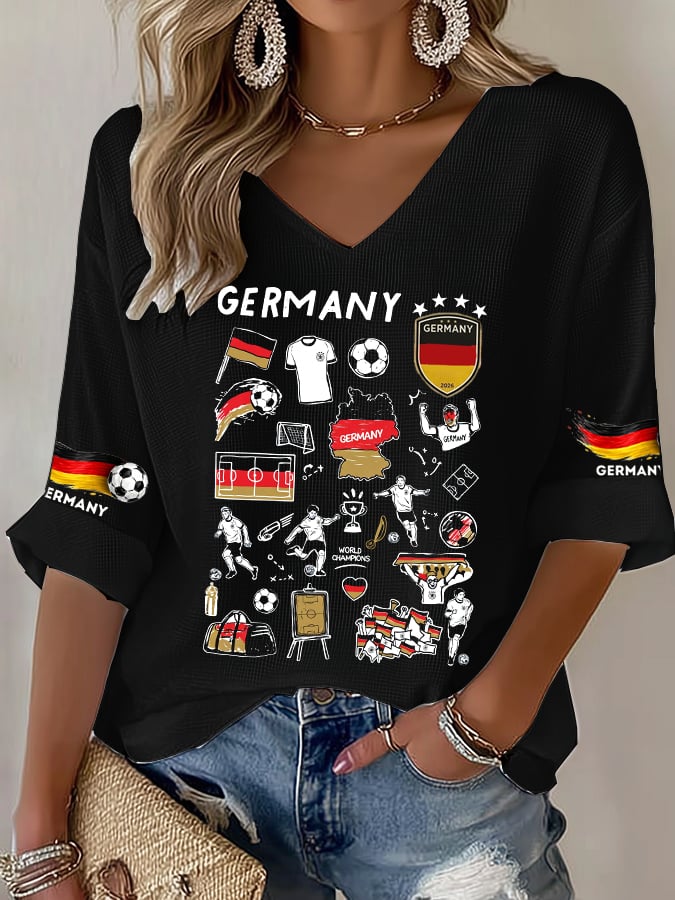Women's German Football Print Casual T-Shirt