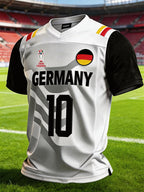 Men's Germany National Team Fan T-Shirt: Color-Block Splicing, Short Sleeve, with "10" Number